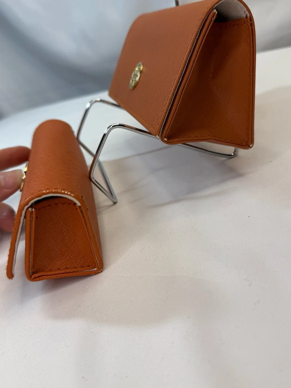 Tory Burch Orange Sunglasses Case Duo with Gold Logo